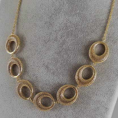Crescent Moon Gold filigree Necklace with lobster clasp - TurkishBling