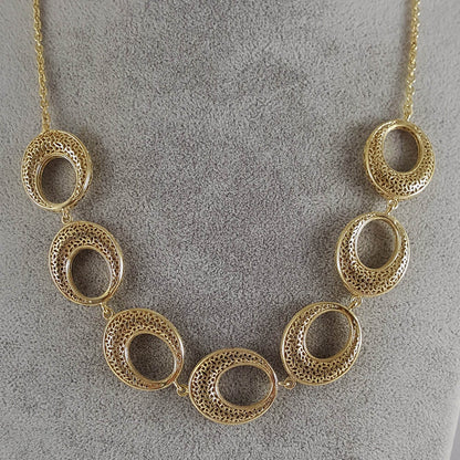 Crescent Moon Gold filigree Necklace with lobster clasp - TurkishBling