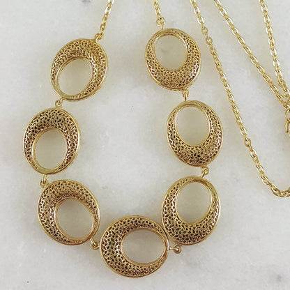 Crescent Moon Gold filigree Necklace with lobster clasp - TurkishBling