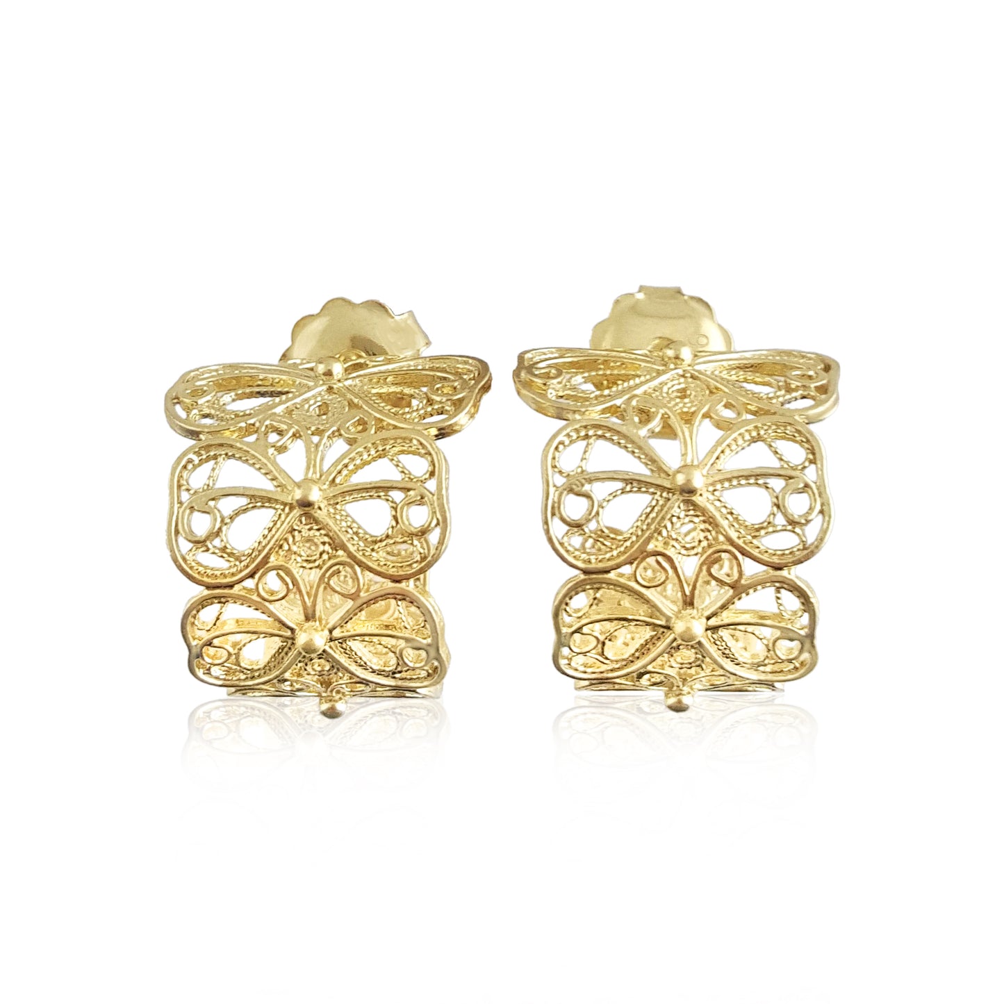 Butterfly Filigree Hoop Earrings - Gold over Sterling Silver