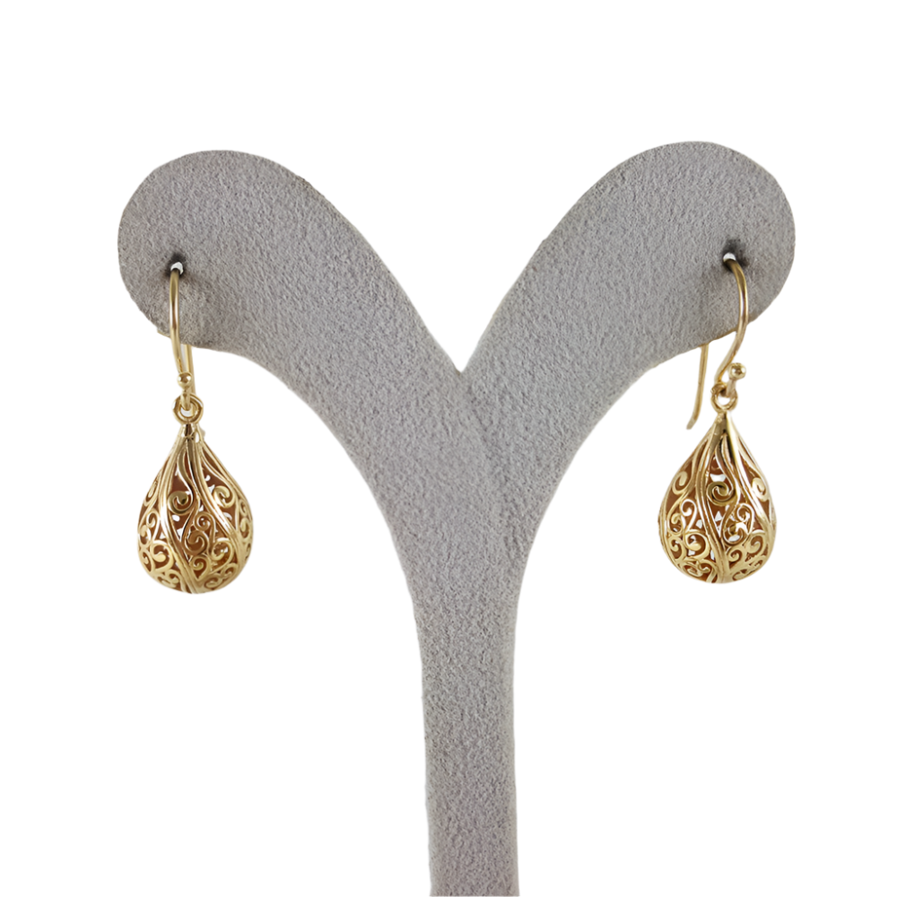 Teardrop Swirl Filigree Earrings with Hollow Design