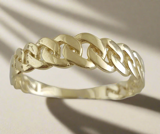 Gold Cuban Chain Link Ring - 18k, 14k,10k