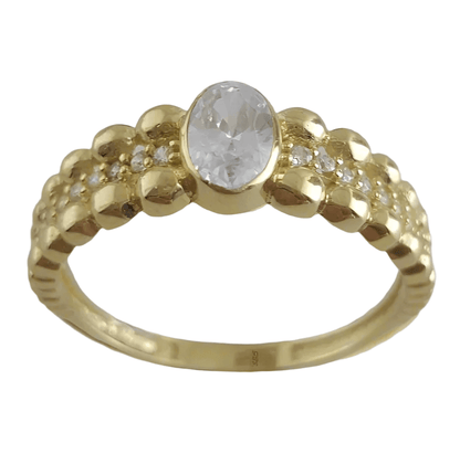 Milgrain Gold Ring with Cubic Zircon - 10k,14k,18k - TurkishBling
