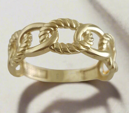 Braided Cable Link Gold Ring - 10k,14k,18k - TurkishBling