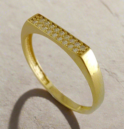 Gold Square Top Ring W Cubic Zircon - TurkishBling