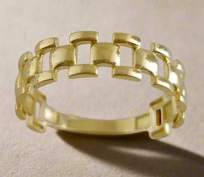 Panther Link Gold Ring - 18k, 14k, 10k - TurkishBling