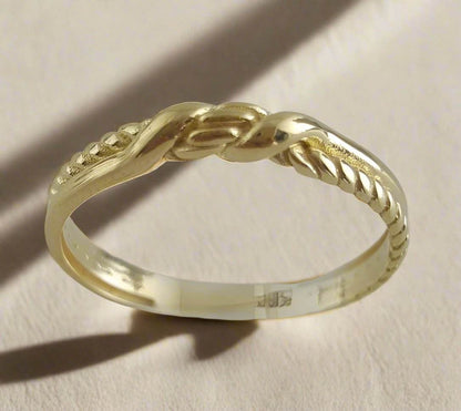 Twisted Double Band Gold Ring - 10k,14k,18k - TurkishBling