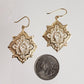 Filigree Geometric Oriental Design Gold Earrings