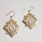 Filigree Geometric Oriental Design Gold Earrings