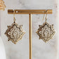 Filigree Geometric Oriental Design Gold Earrings