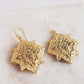 Filigree Geometric Oriental Design Gold Earrings