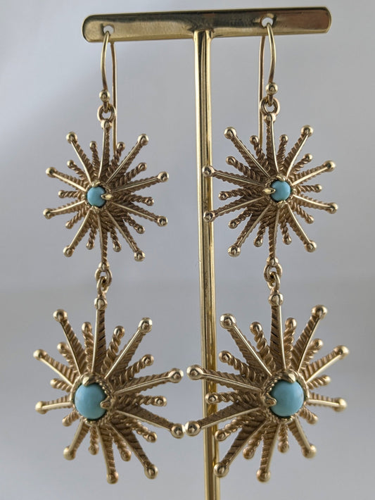 Starburst Drop Earrings Choice of Turquoise or Coral