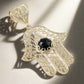 18K Gold Over Bronze Filigree Hamsa Gemstone Pendant with Black Onyx