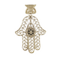 18K Gold Over Bronze Filigree Hamsa Gemstone Pendant with Black Onyx