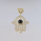 18K Gold Over Bronze Filigree Hamsa Gemstone Pendant with Black Onyx