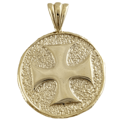 Embossed Cross Medallion Pendant - TurkishBling