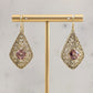 Filigree Drop Earrings with Morganite, Emerald, London Blue Topaz Color Quartz – Vintage-Inspired Jewelry