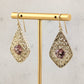 Filigree Drop Earrings with Morganite, Emerald, London Blue Topaz Color Quartz – Vintage-Inspired Jewelry