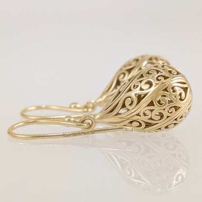 Teardrop Swirl Filigree Earrings with Hollow Design - TurkishBling
