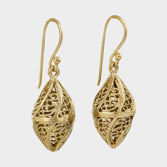 Mesmerizing Gold Nightingale Drop Earrings - TurkishBling
