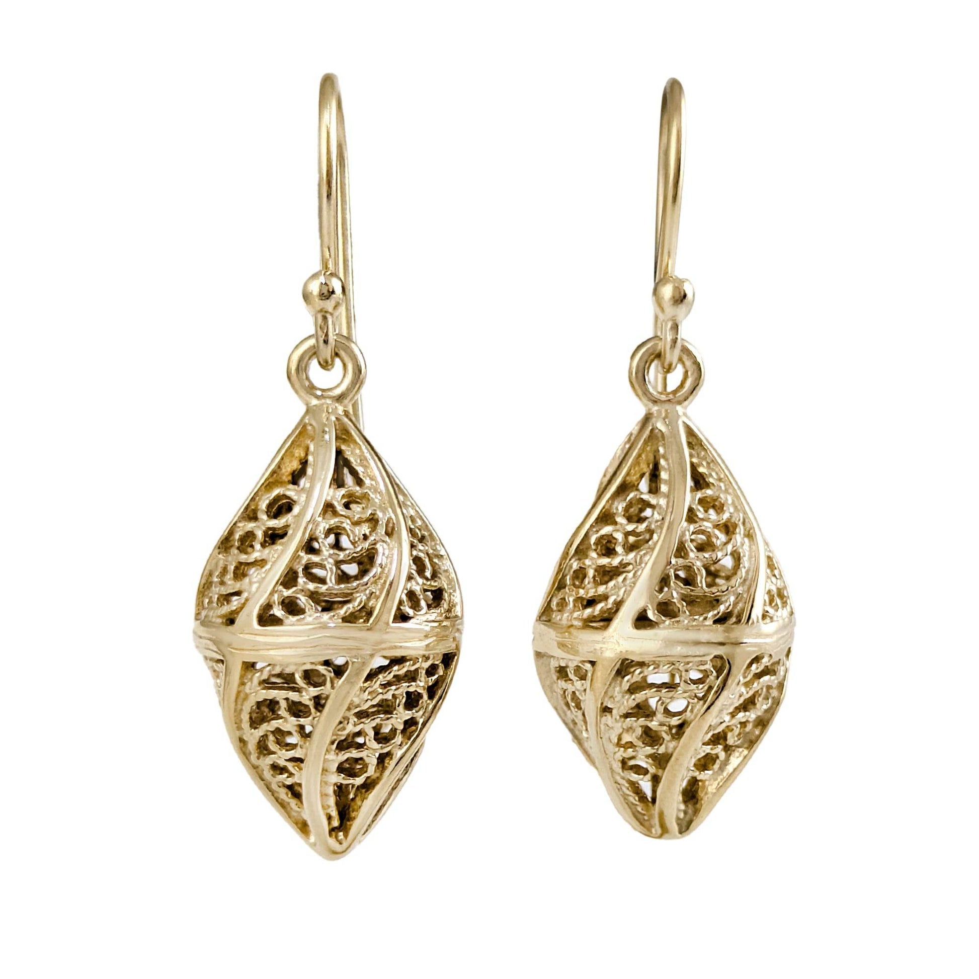 Mesmerizing Gold Nightingale Drop Earrings - TurkishBling
