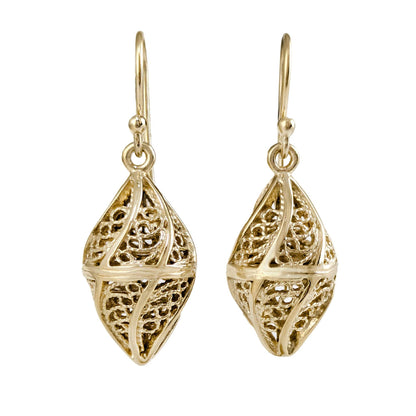 Mesmerizing Gold Nightingale Drop Earrings - TurkishBling