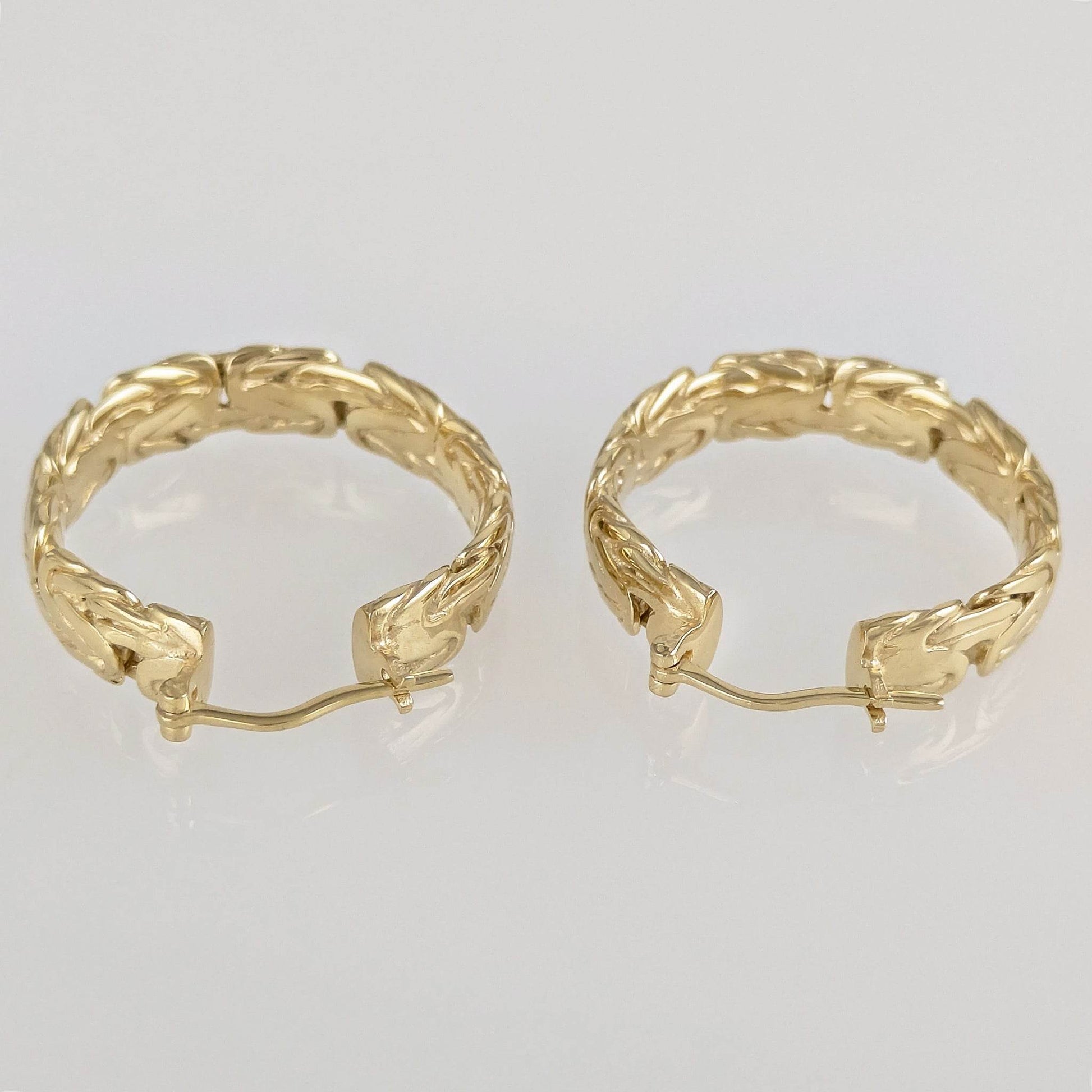 Byzantine Hoop Earrings with Woven Detail - TurkishBling