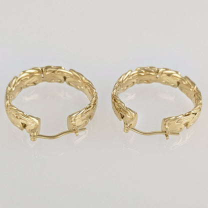 Byzantine Hoop Earrings with Woven Detail - TurkishBling
