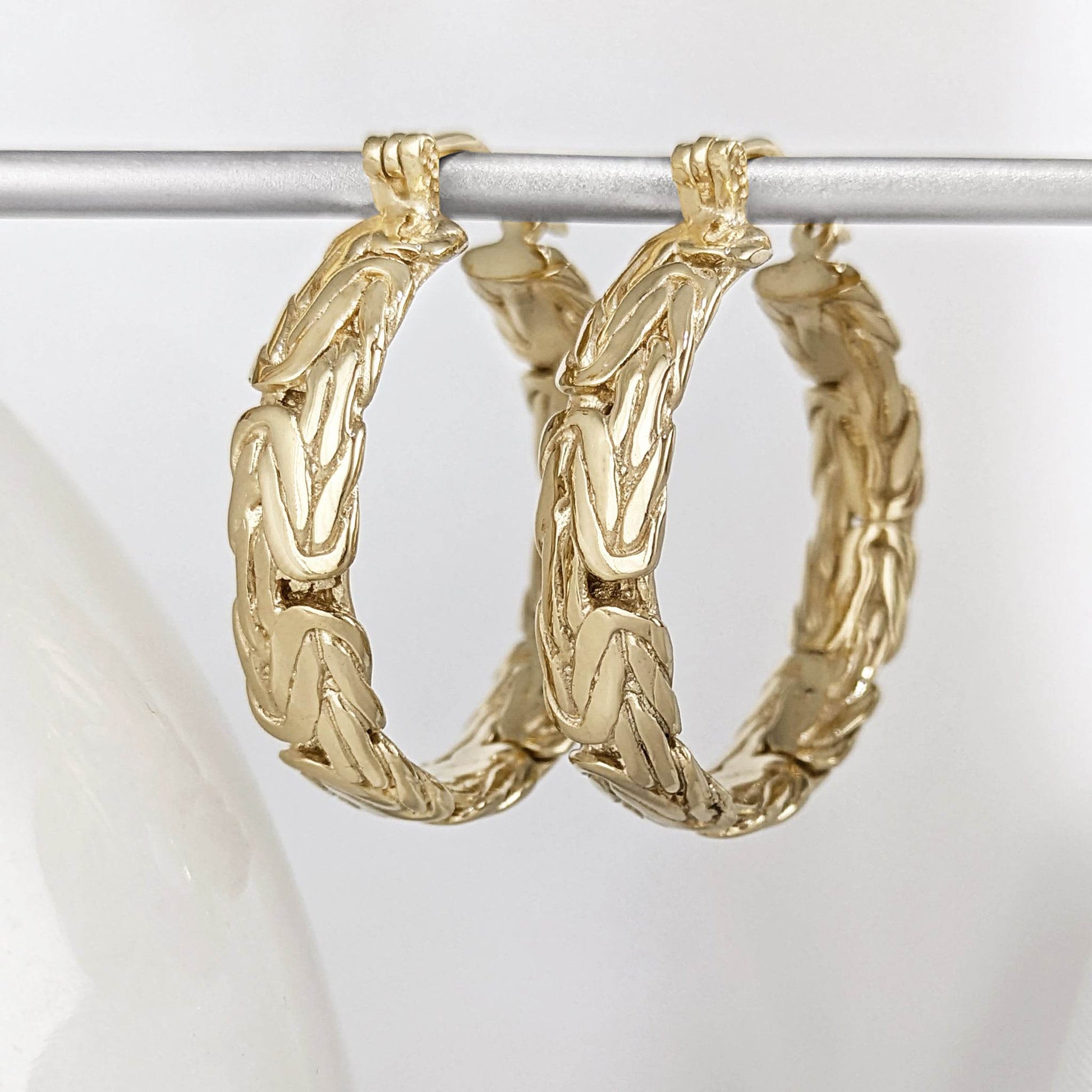 Byzantine Hoop Earrings with Woven Detail - TurkishBling