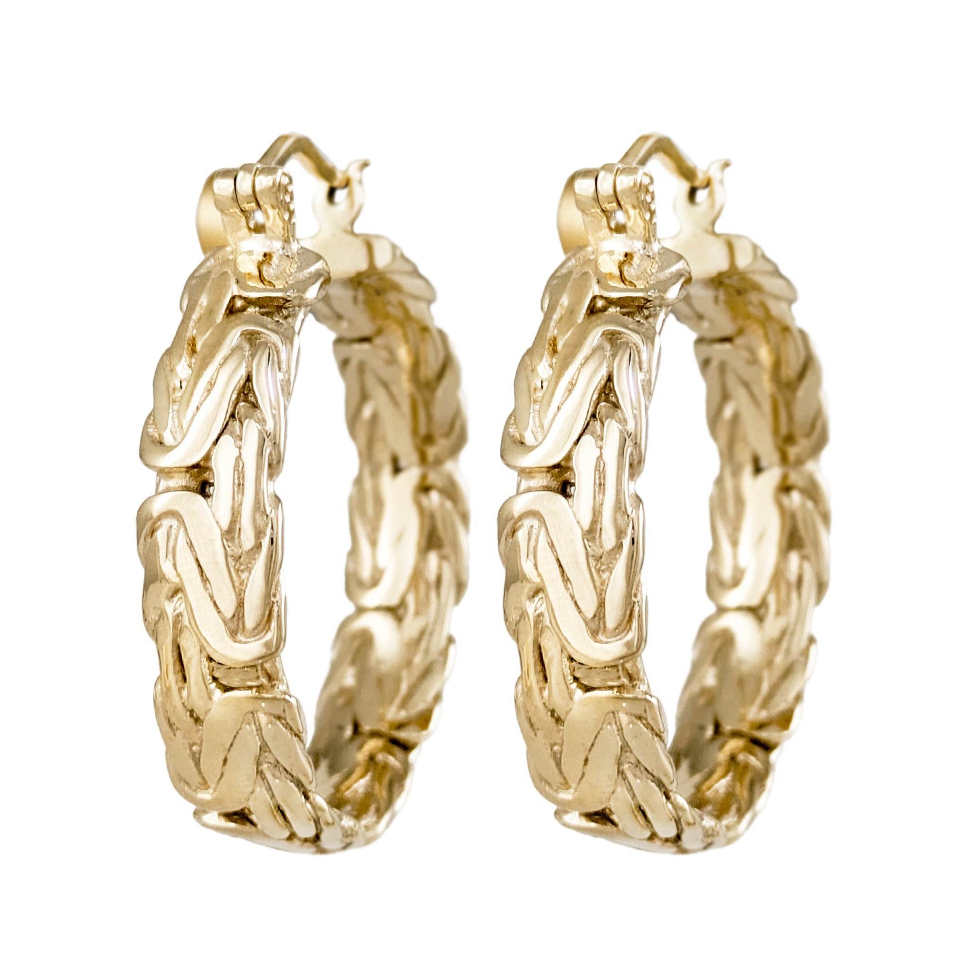 Byzantine Hoop Earrings with Woven Detail - TurkishBling