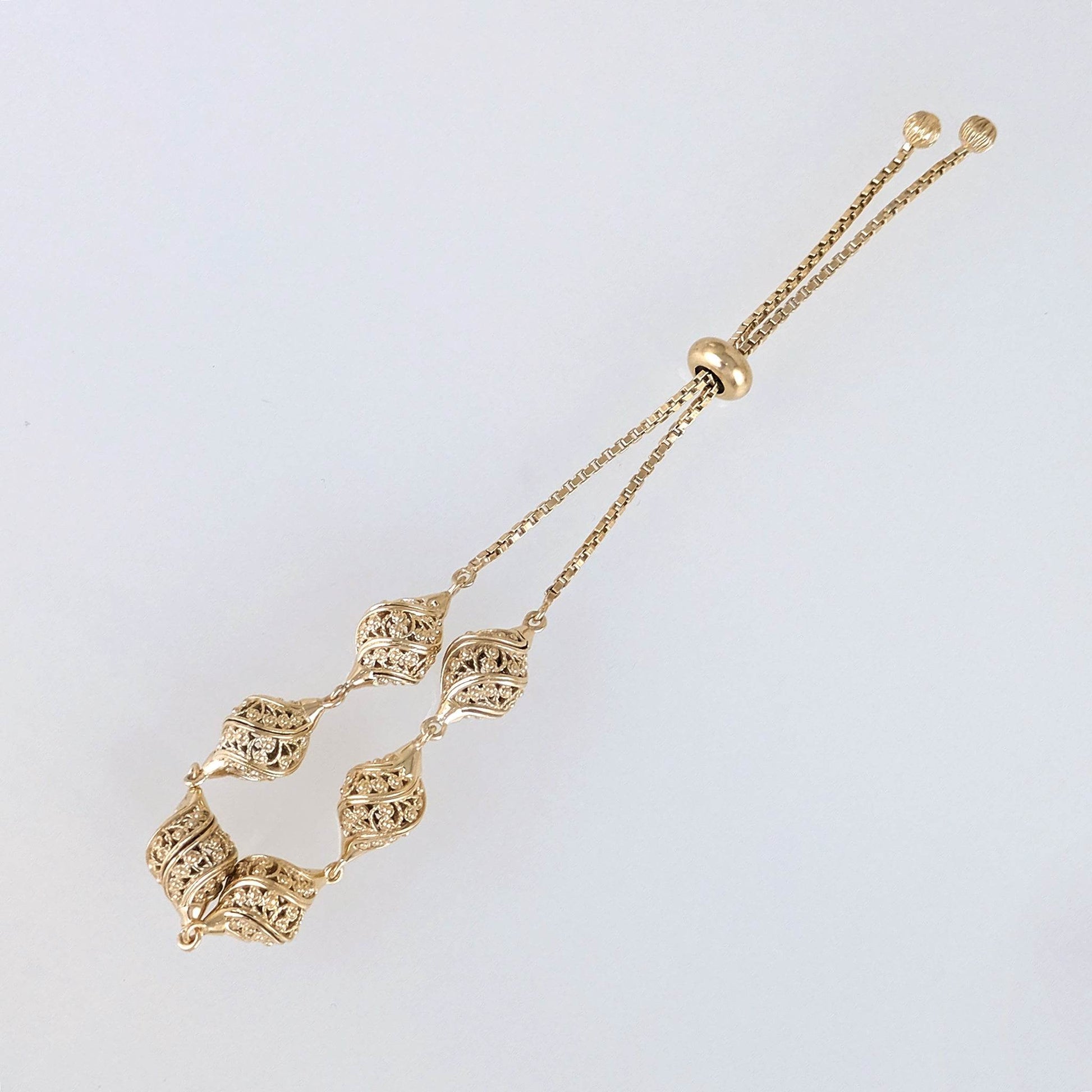Turkish Nightingale Dimensional Filigree Bolo Bracelet with Slide Clasp - TurkishBling