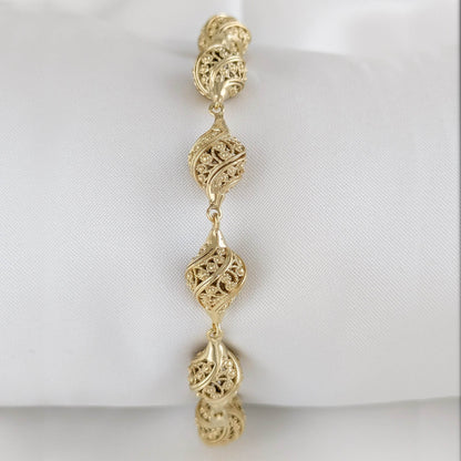 Turkish Nightingale Dimensional Filigree Bolo Bracelet with Slide Clasp - TurkishBling