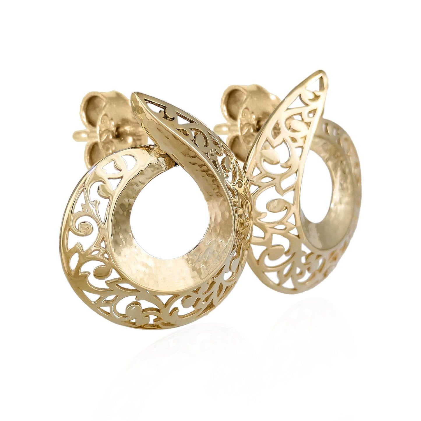 Filigree Swirl Hoop Earrings with Openwork Design - TurkishBling