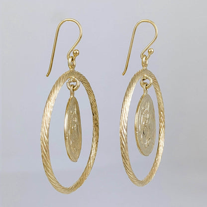 Ancient Coin Earrings in Cable Hoop on Hooks - TurkishBling