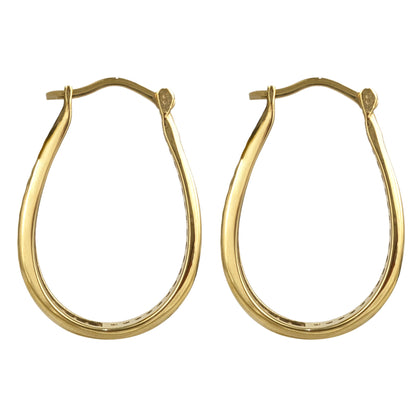 Black Spinel Hoop Earrings – Slim Oval Hoops
