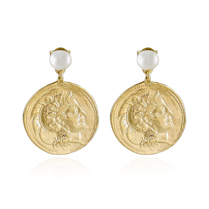 Pearl Alexander Replica Coin Earrings