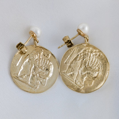 Pearl Alexander Replica Coin Earrings