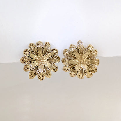 Layered Floral Openwork Stud Earrings