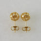 Round Gold Filigree Bead Stud Earrings with Diamond Cut