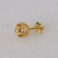 Round Gold Filigree Bead Stud Earrings with Diamond Cut