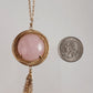 Rose Quartz gemstone Tassel Pendant Necklace