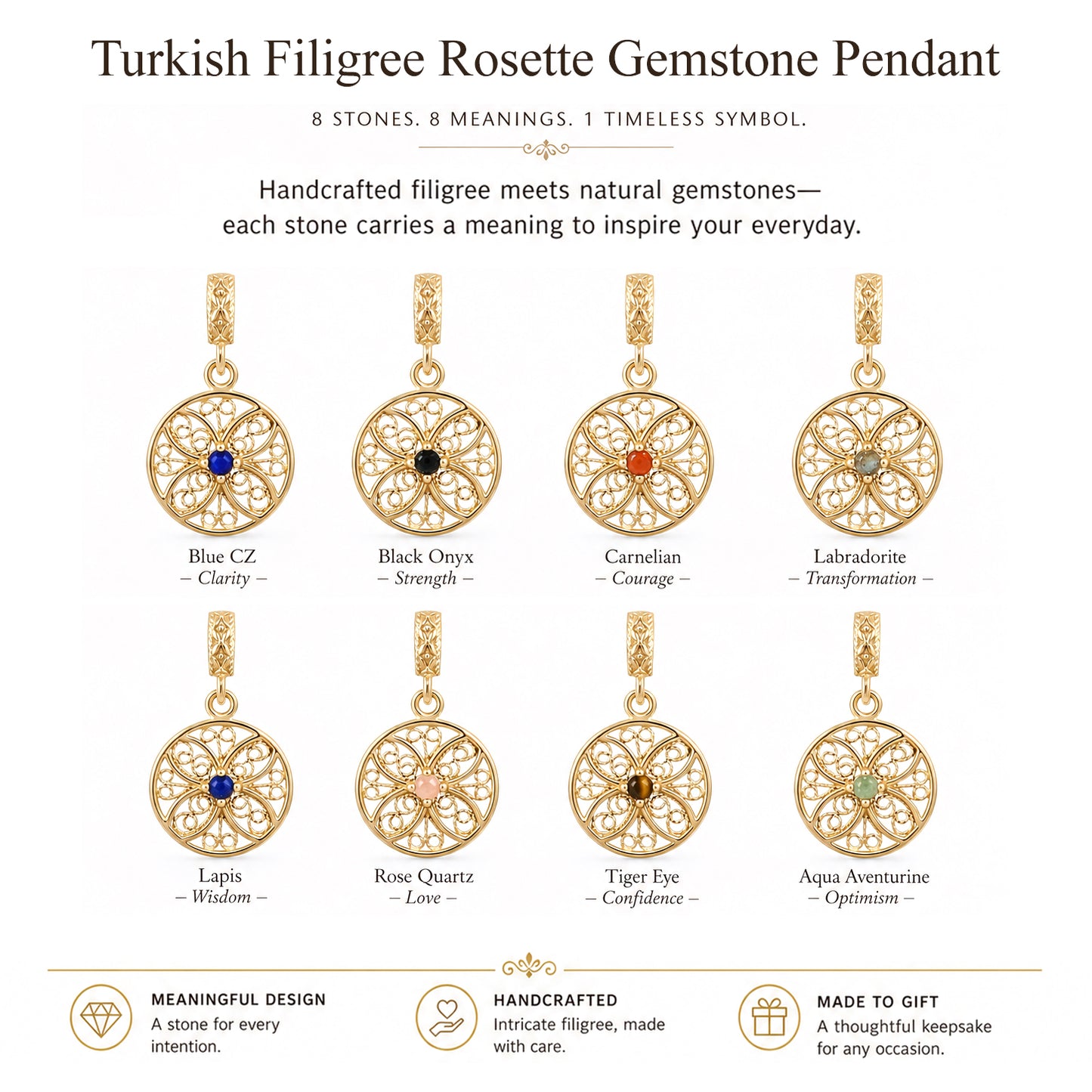 Round Filigree Gemstone Pendant