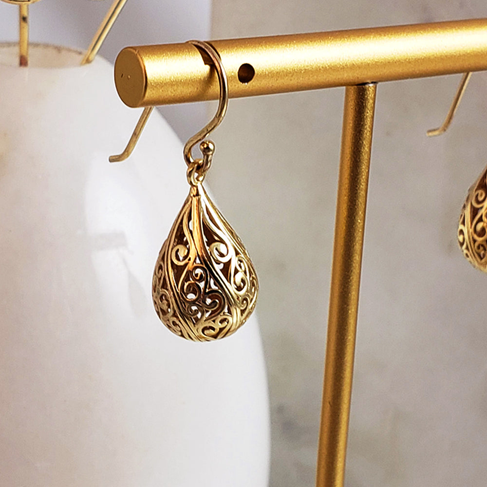 Alluring Gold Teardrop Nightingale Earrings