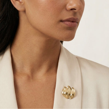 Abstract Layered Leaf Brooch