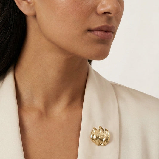 Abstract Layered Leaf Brooch