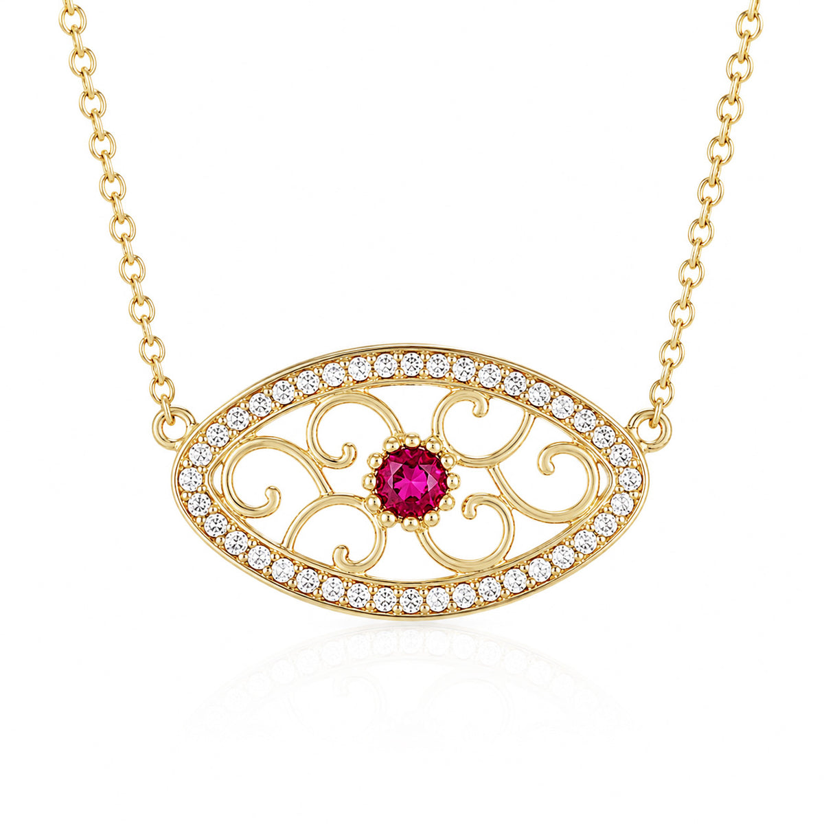 Oval Crystal Scrollwork Necklace