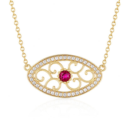 Oval Crystal Scrollwork Necklace