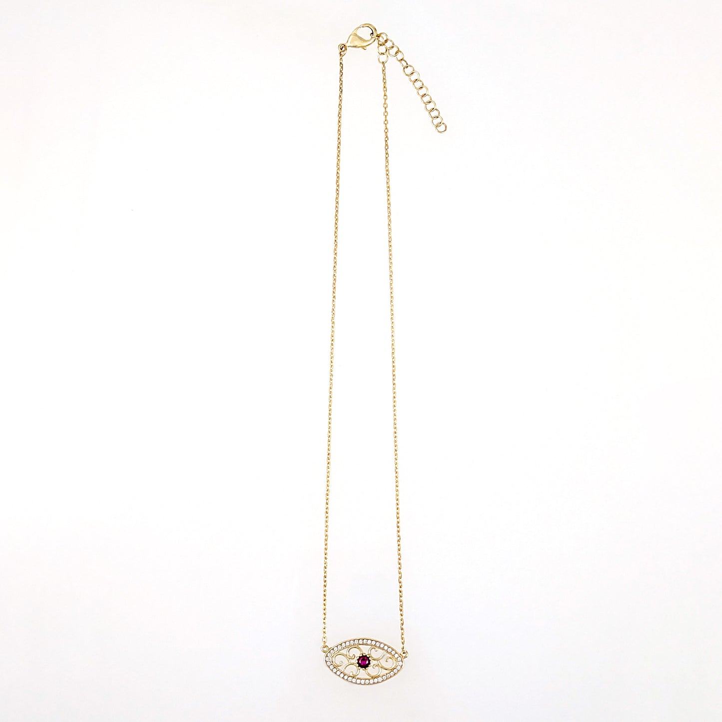 Oval Crystal Scrollwork Necklace