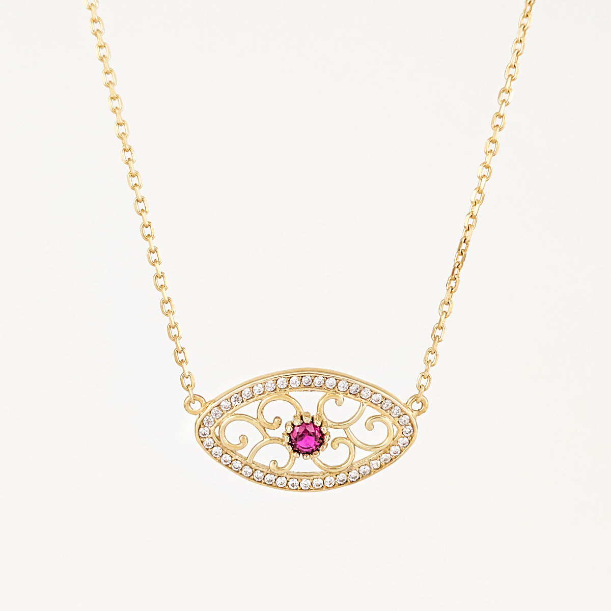 Oval Crystal Scrollwork Necklace