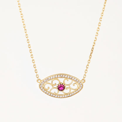 Oval Crystal Scrollwork Necklace